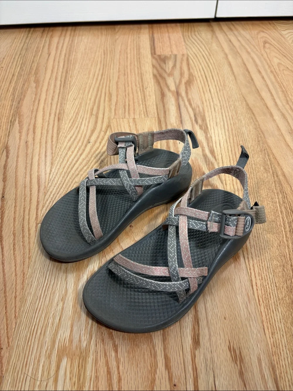 Chaco Kids Strappy Sandal in Pink & Gray